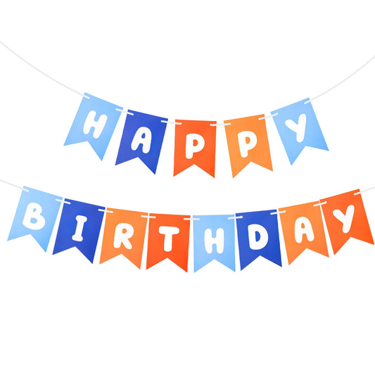 Giantree Blue and Orange Birthday Banner, Happy Birthday Banner Blue and Orange Party Decorations for Boys Kids Birthday Decoration Boys 1st Birthday Decoration