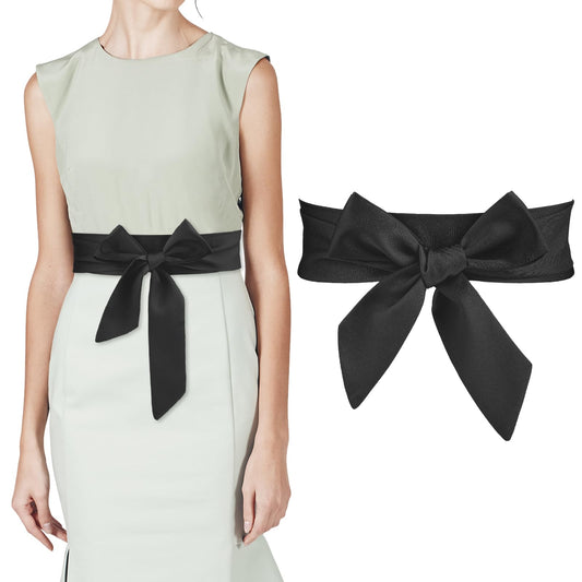 Andibro Dress Sash Belt for Women, Bridal Satin Waist Belts Ladies Ribbon Bow Accessory for Wedding Bridesmaid Bridal Belt(Black)