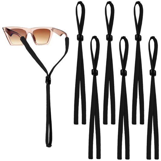 Bewudy 6 Pcs Eye Glasses Strap Holder Strap, Sports Sunglasses Eyeglass Holder Around Neck for Men Women, Adjustable Eyeglasses String Holder Retainer(Black)