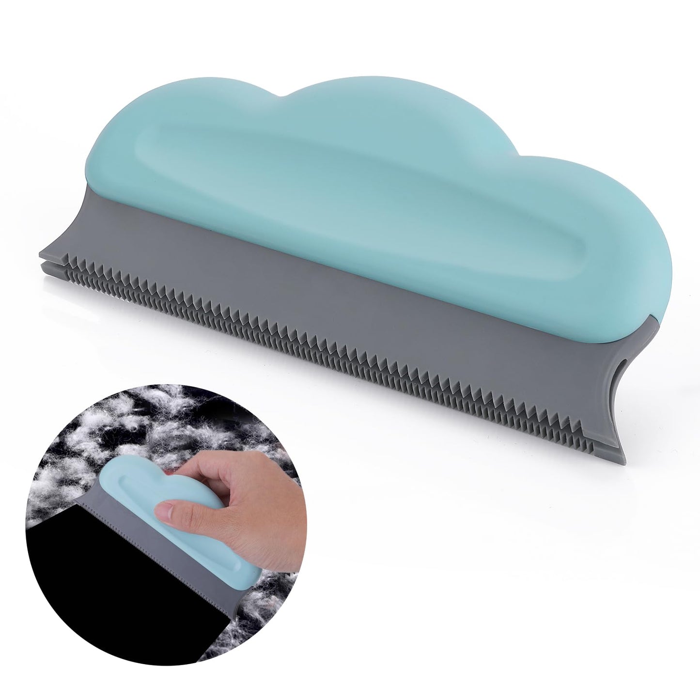 TIESOME Pet Hair Remover Brush for Couch, Reusable Portable Pet Hair Detailer Dog Cat Hair Removal Tool Mini Rubber Brush with Soft Edges Avoid Damaging Fabric for Fluffy Carpet Bedroom Rug (Blue)