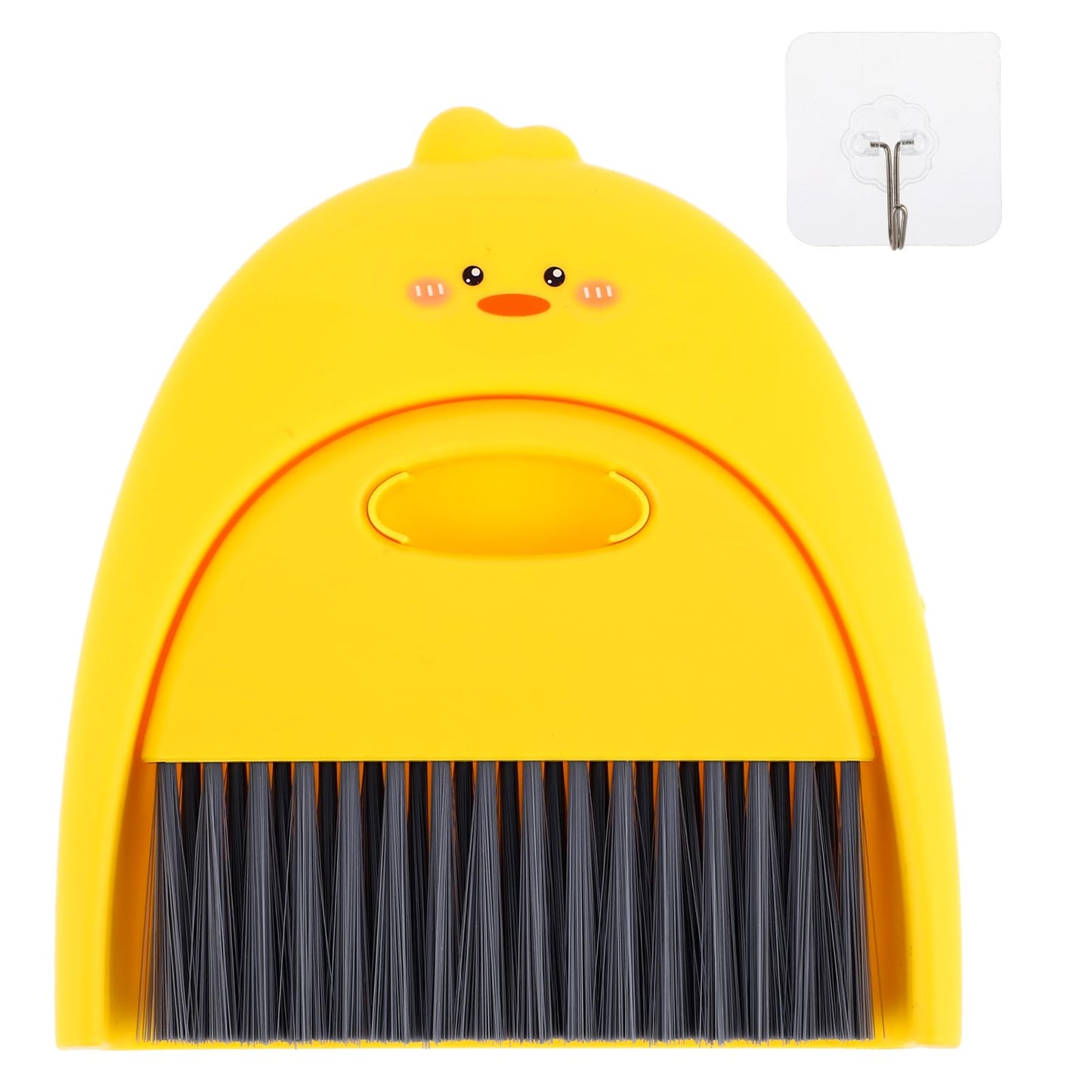 Amabro Mini Dustpan and Brush Cleaner Set, Handheld Broom Dustpan Brush Cute Animal Style Dustpan Broom Portable Cleaning Brush for Table Desk Window Gaps Keyboard Kitchen Pets Nest(Yellow)