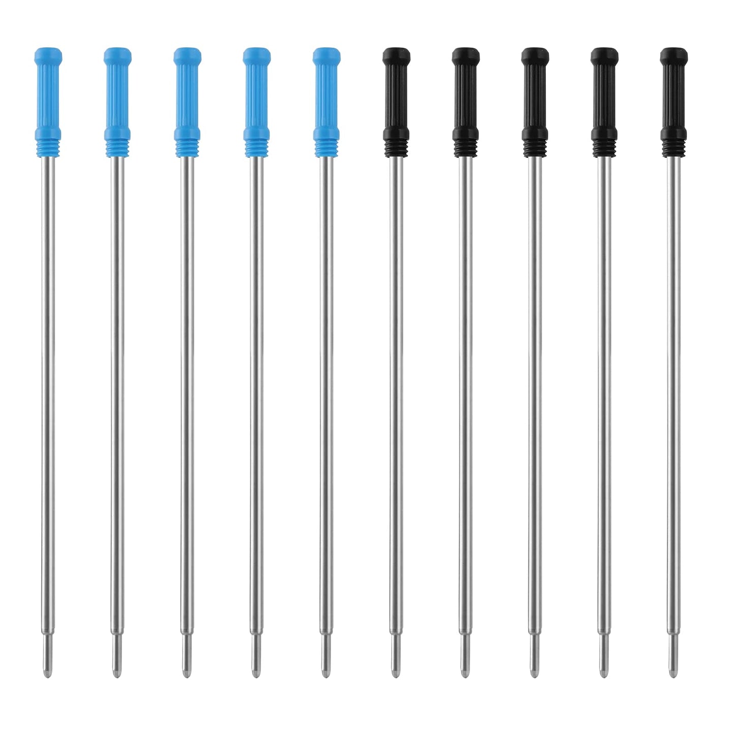 cobee Metal Ballpoint Pen Refills, 10 Pieces Replaceable Ink Pen Refill 1mm Medium Point Pen Refills Ball Points Pen Refills for Office School Supplies(Black+Blue)