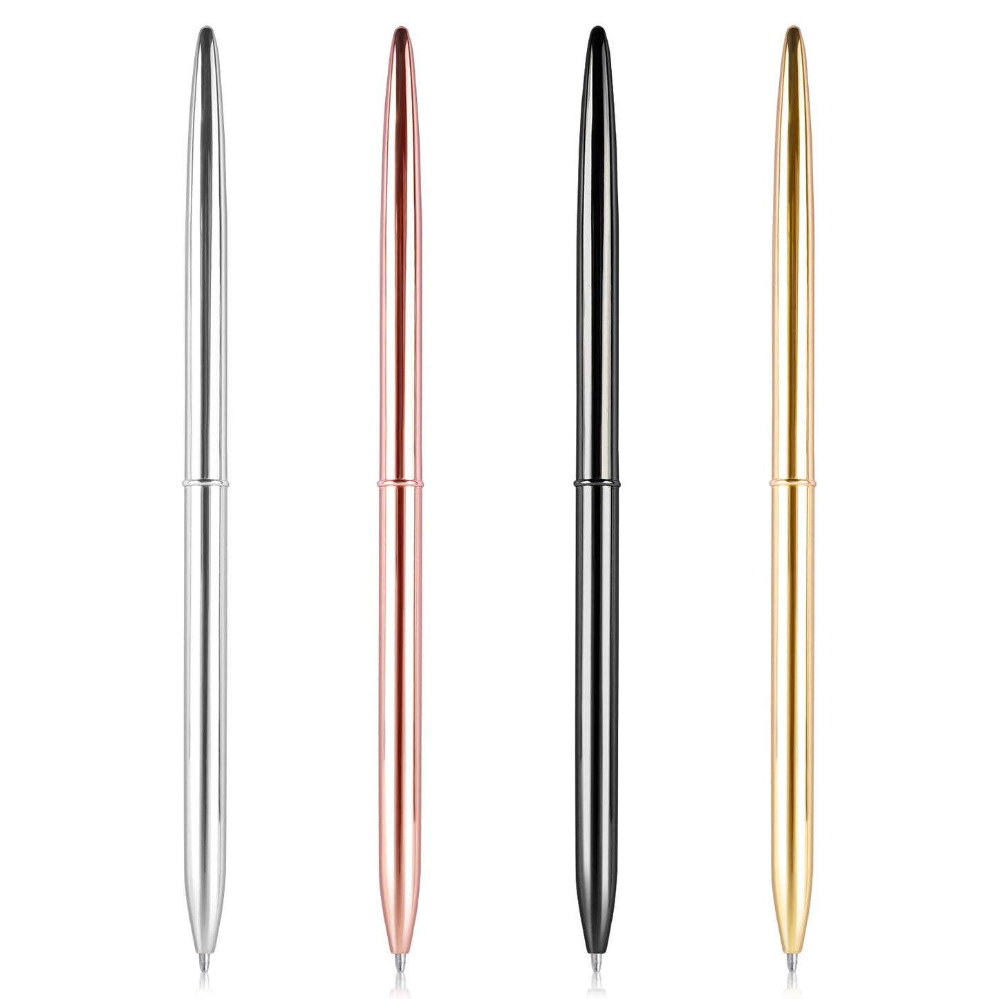 cobee Metal Ballpoint Pen, 4PCS 1 mm Metallic Retractable Ball point Pens Slim Ballpoint Pens Black Ink Pen Writing Pen for Wedding Business Students Teachers
