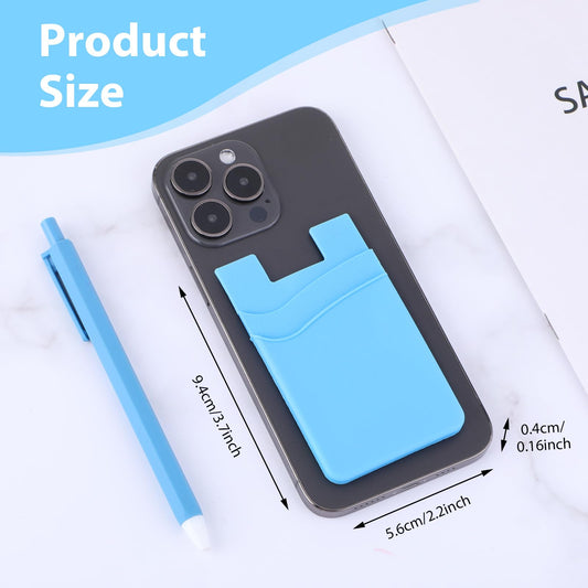 Andibro 5 Pack Card Holder for Phone Case, Silicone Phone Wallet Stick On, Sticky Cell Phone Wallet Adhesive Credit Card Case Heavy Duty Double Pocket Sticker for All Smartphones Back of Phone(A)