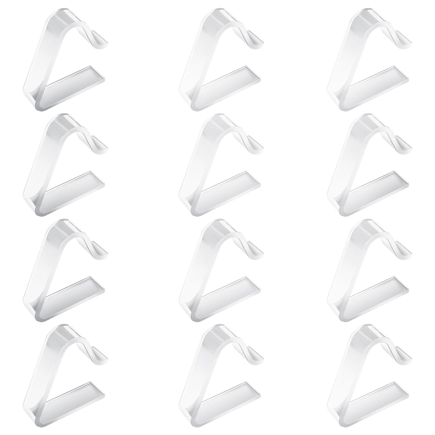 Bewudy 12 Pcs Transparent Tablecloth Clips, Plastic Table Cloth Clips Clear, Table Cover Clips Table Cloth Holder Clips for Indoor Restaurant Outdoor Camping Picnic