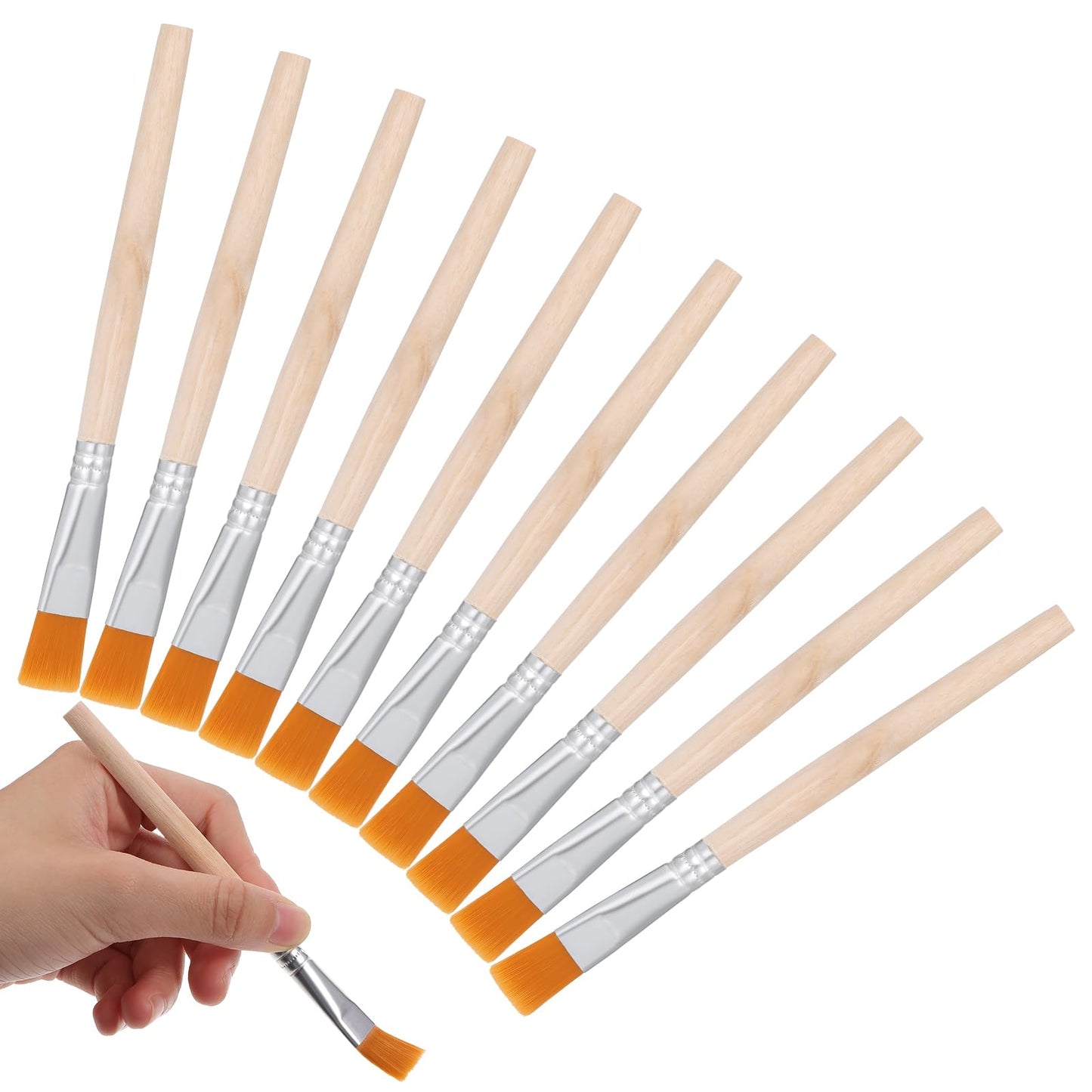 XLIUAX Pack of 10 Wide Flat Brushes, Bristle Brush Set, Flat Touch Up Brush, Small Artist Brush Set for Details, Acrylic, Beginners, Artists and Painting Lovers