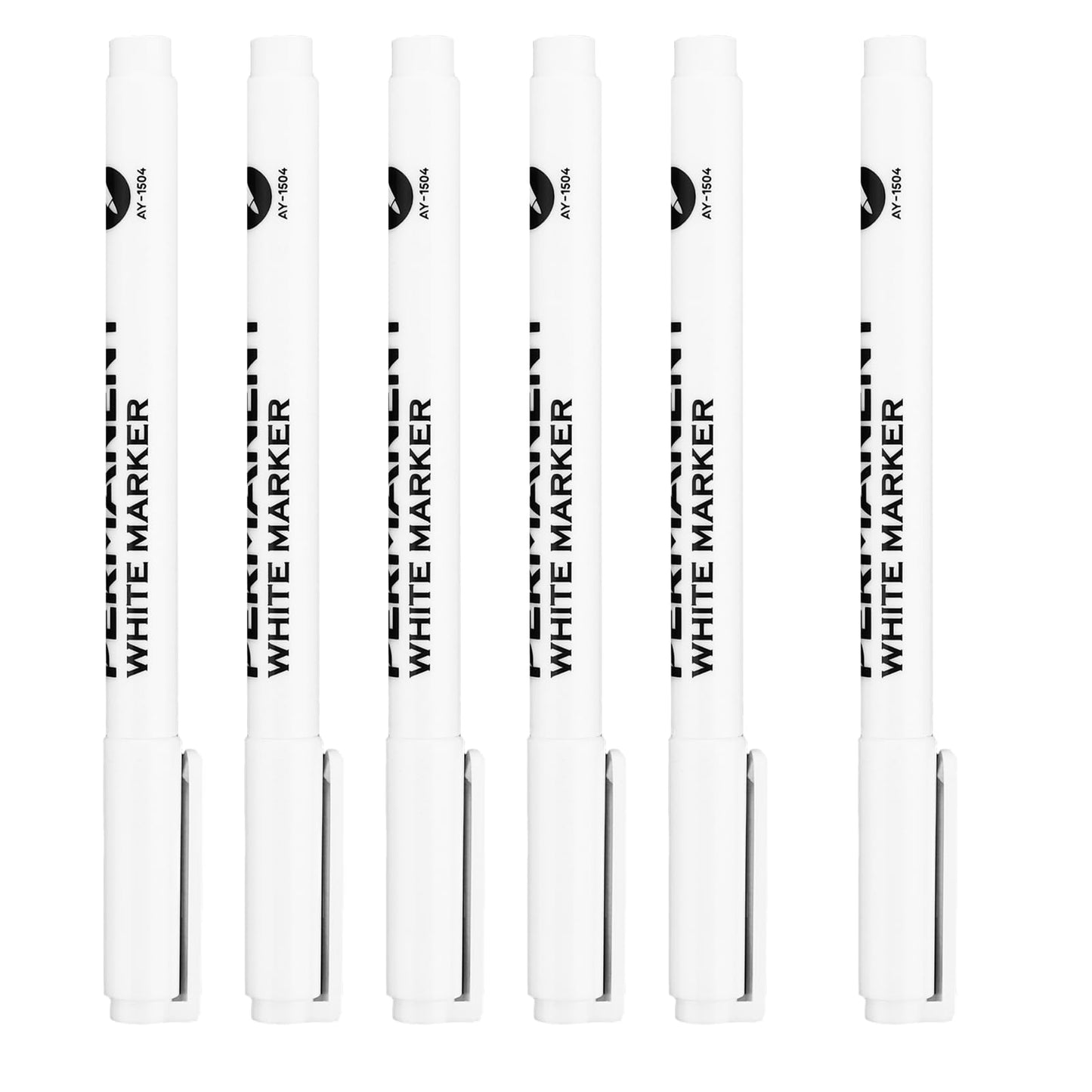 Jeffdad 6PCS White Marker Pen, 1mm Fine tip White Quick Dry Fabric Pen Waterproof Marker Pen for Paper Fabric Wood Fabric Rock Glass Plastic