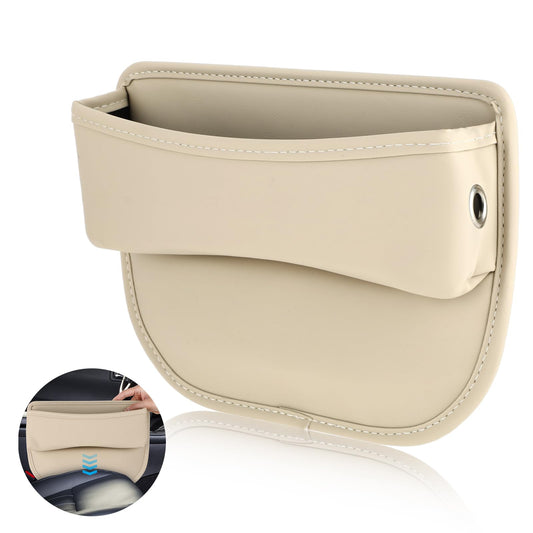 Giantree Car Seat Gap Organiser, Leather Storage Box for Car Seats Storage Box Car Centre Console Organiser Front Seats Side Pocket Organiser for Mobile Phones Wallet Small Items(Beige)