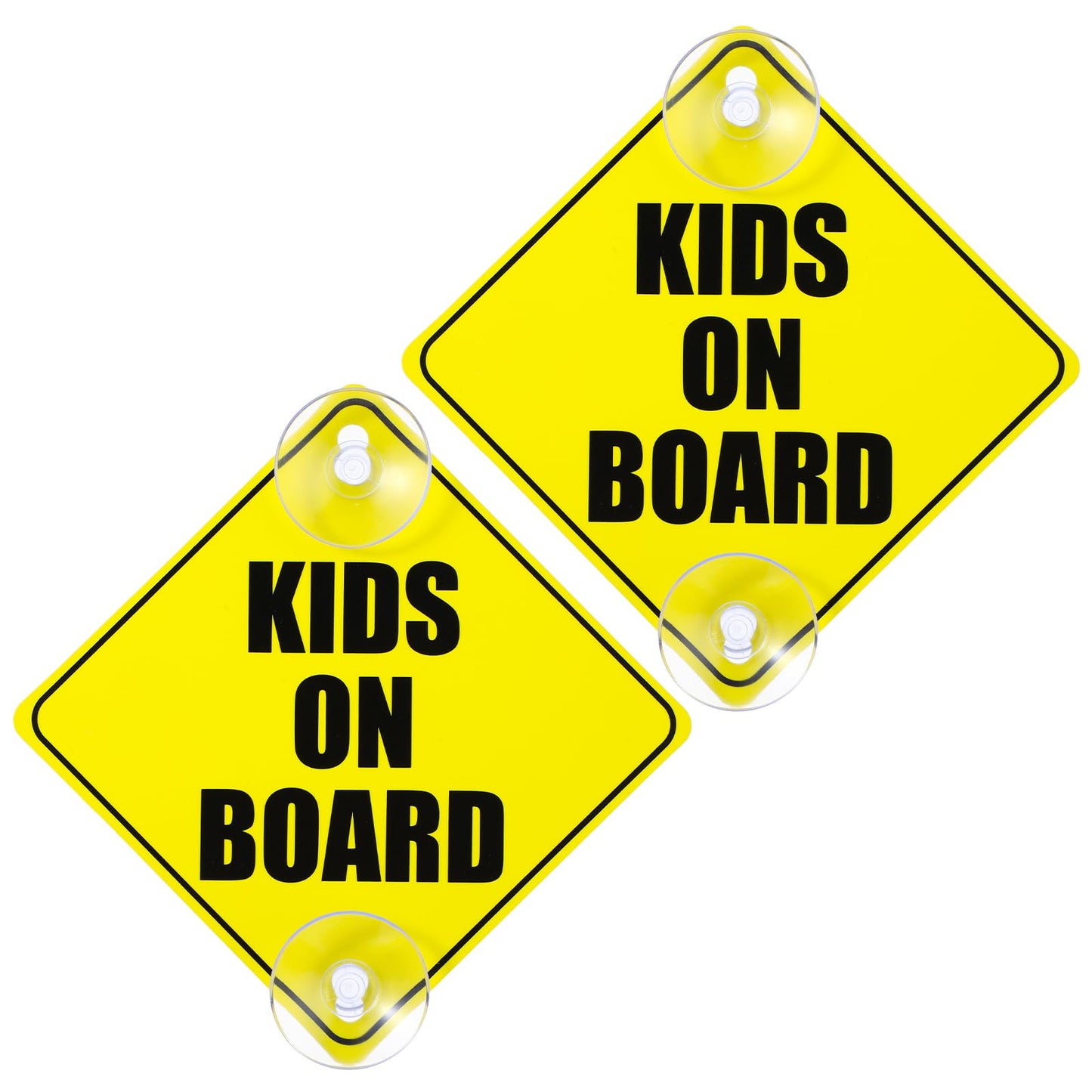 GEEHUA Kids on Board Car Safety Signs, 2 PCS 5"x5" Warning Car Sign Stickers with Double Suction Cups Baby in Car Sticker Marks for Car Window Cling Reusable Durable Decal