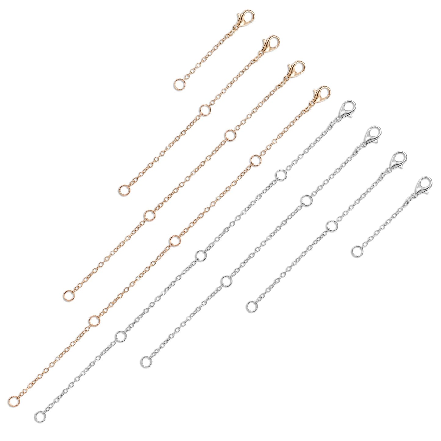 TIESOME 8 PCS Necklace Extender Chain, 4 Sizes Gold & Silver Chain Extenders for Necklaces Bracelet 2/4/6/8 in Delicate Extension Bracelet Extender for Women Jewelry Crafts Making