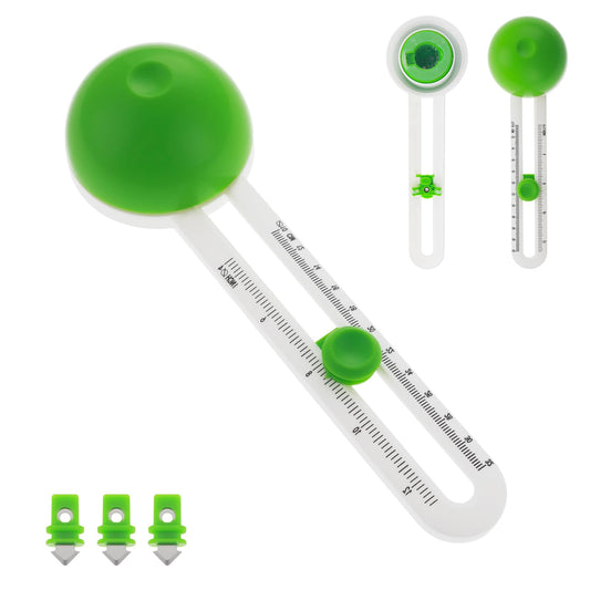 Amabro Circular Paper Cutter with 3 Replaceable Blades, Rotary Craft Circle Cutter Adjustable Paper Trimmer Scrapbooking Tool for Art DIY Crafts Cardstock Card Making 4-12In/100-320mm(Green)