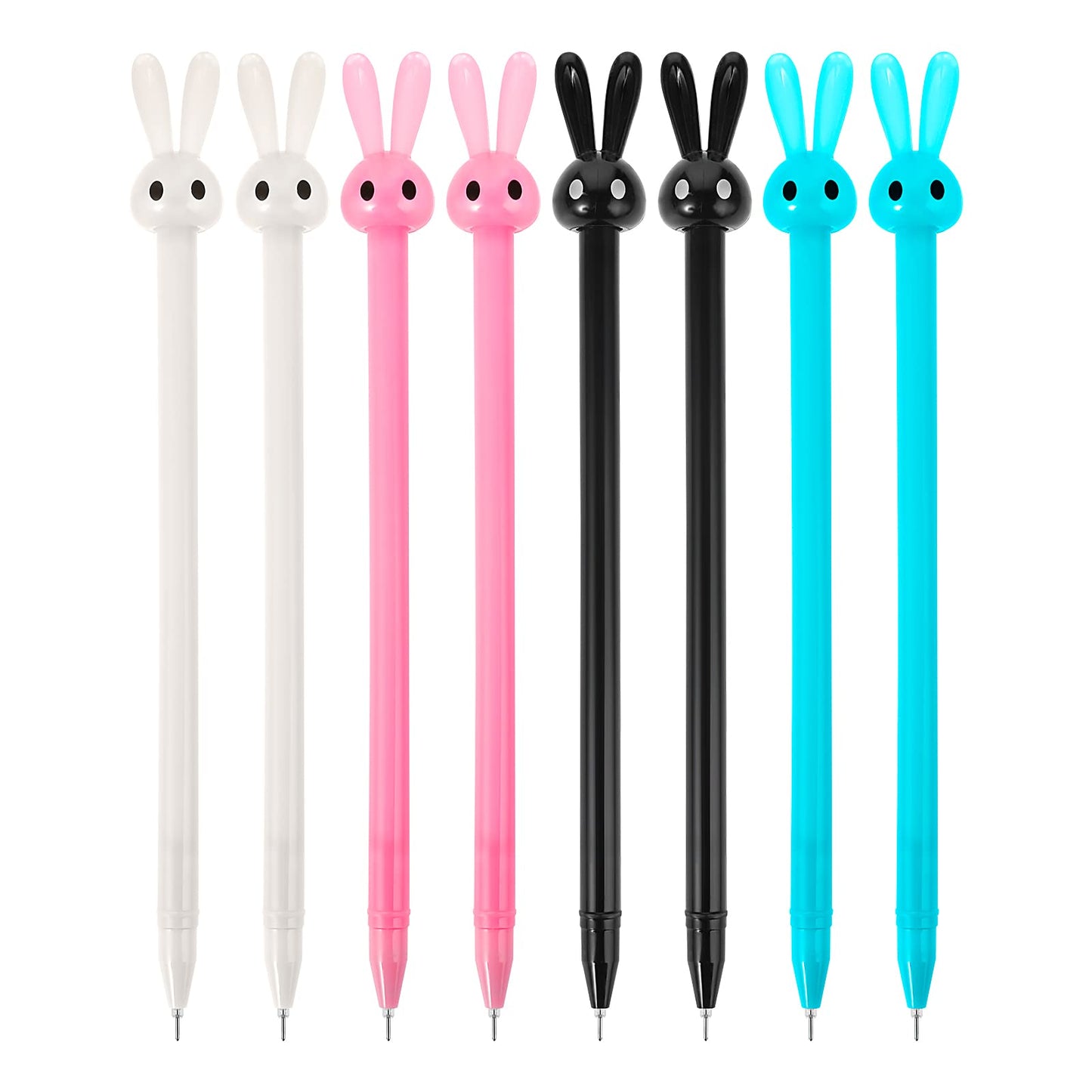 TIESOME 8pcs Cute Gel Ink Pens, 0.5mm Bunny Rabbit Quick Dry Ink Smooth Writing Roller Ball Pens Large Capacity Gel Pen for School Office Home Diary Pens