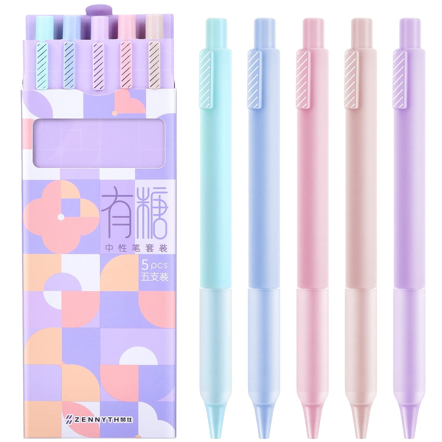 TIESOME Aesthetic Gel Ink Pens, 0.5mm Retractable Light Color Ballpoint Pen Black Ink Refills Smooth Writing Pens for School Office Gift Supplies