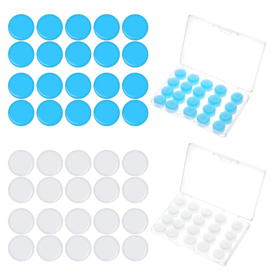 JIYIN 40 PCS Silicone Ear Plugs for Sleeping, White & Blue Soft Moldable Reusable Noise Cancelling Silicone Earplugs with Storage Box for Concerts Swimming Snoring Airplane Musicians Motorcycle