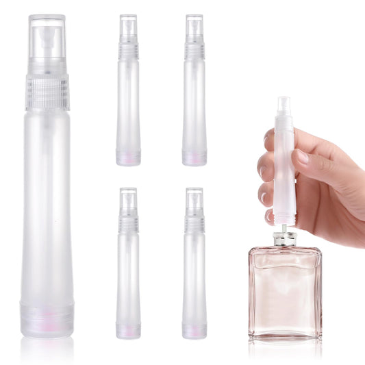Amaxiu Mini Portable Spray Bottles, Small Spray Bottle Refillable Travel Size Bottom Refill Transparent Plastic Empty Sample Container Atomizer for Cosmetic Water Perfume Hair(5 Pack, 10ml/0.34 oz)