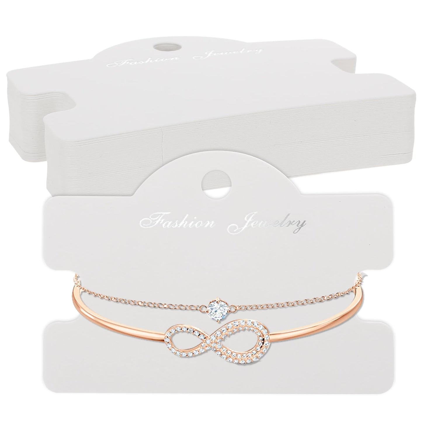 Giantree 40Pcs Jewelry Display Cards, White Bracelet Display Cards, Kraft Paper Hanging Display Cards, Multipurpose Jewelry Display Cards for Hair Ties Bracelet Necklaces Hair Scrunchies (White)
