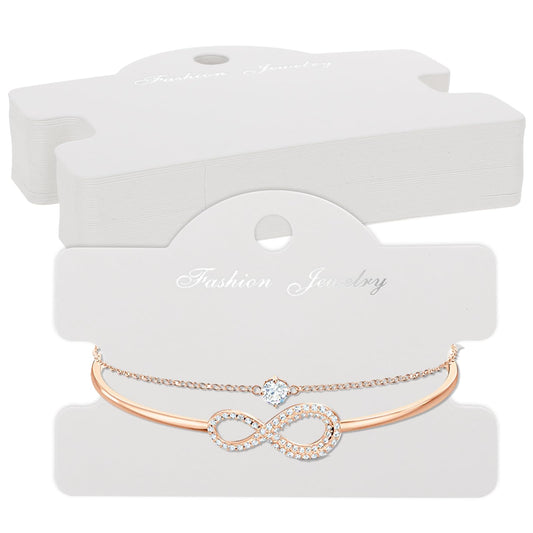 Giantree 40Pcs Jewelry Display Cards, White Bracelet Display Cards, Kraft Paper Hanging Display Cards, Multipurpose Jewelry Display Cards for Hair Ties Bracelet Necklaces Hair Scrunchies (White)