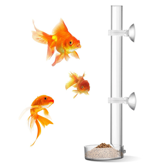 cobee Acrylic Shrimp Feeder, Transparent Durable Aquarium Fish Shrimp Feeder, Assembled Shrimp Feeding Tube Feeding Dish Tray, Feeding Tube Set for Shrimp Food - 25cm Tube and 6.5cm Feeding Bowl