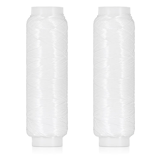 TIESOME 2 PCS Fishing Bait Elastic Thread, Invisible Magic Fishing Line Fishing Bait String 0.2mm 820 FT Per Spool No Knots Required Bait Keeper Stretchy Clear String for Salmon Sturgeon Catfish