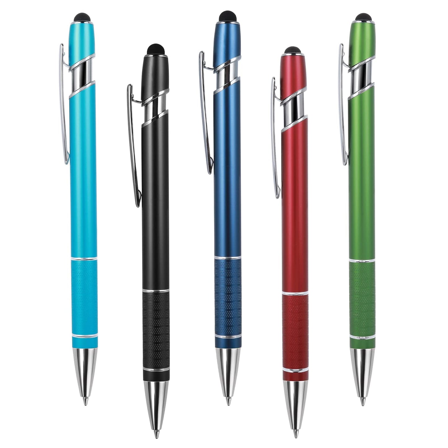 TIESOME 5 PCS 2 in-1 0.5 mm Retractable Ballpoint Pen with Stylus Tip, Touch Screen Stylus Softt to Touch Click Metal Pen Comfort Grip Black Ink for Touch Screens School Office Coworkers