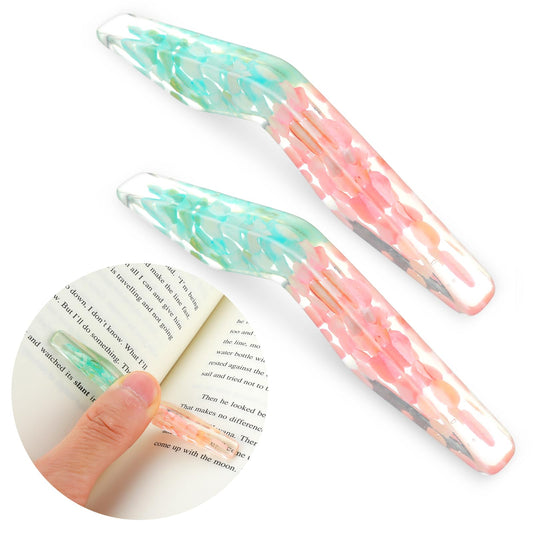 TIESOME 2Pcs Dried Flower Book Page Holder, Resin Clear Floral Book Holder Thumb Reading Ring Book Opener Reading Accessories for Readers Book Lovers Bookworm Bookmarks (Style-C)