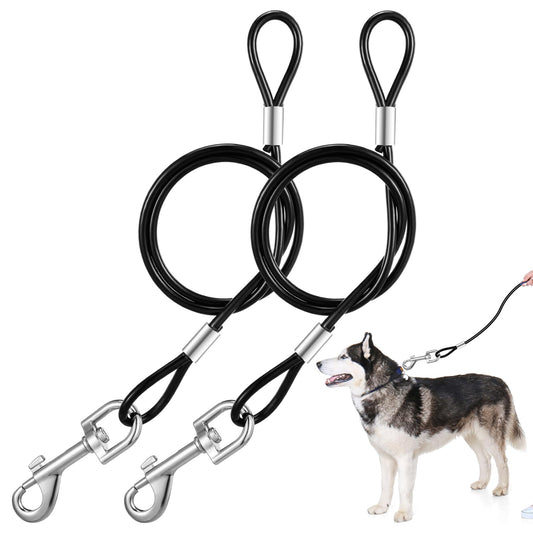 Andibro Chew Proof Dog Leash, Heavy Duty Leash for Dogs, Metal Cable Leash Made of Coated Wire Rope Dog Rope Extender Non-Tangle Connect Leash for Large Dogs and Teething Puppies Leash Collar Harness