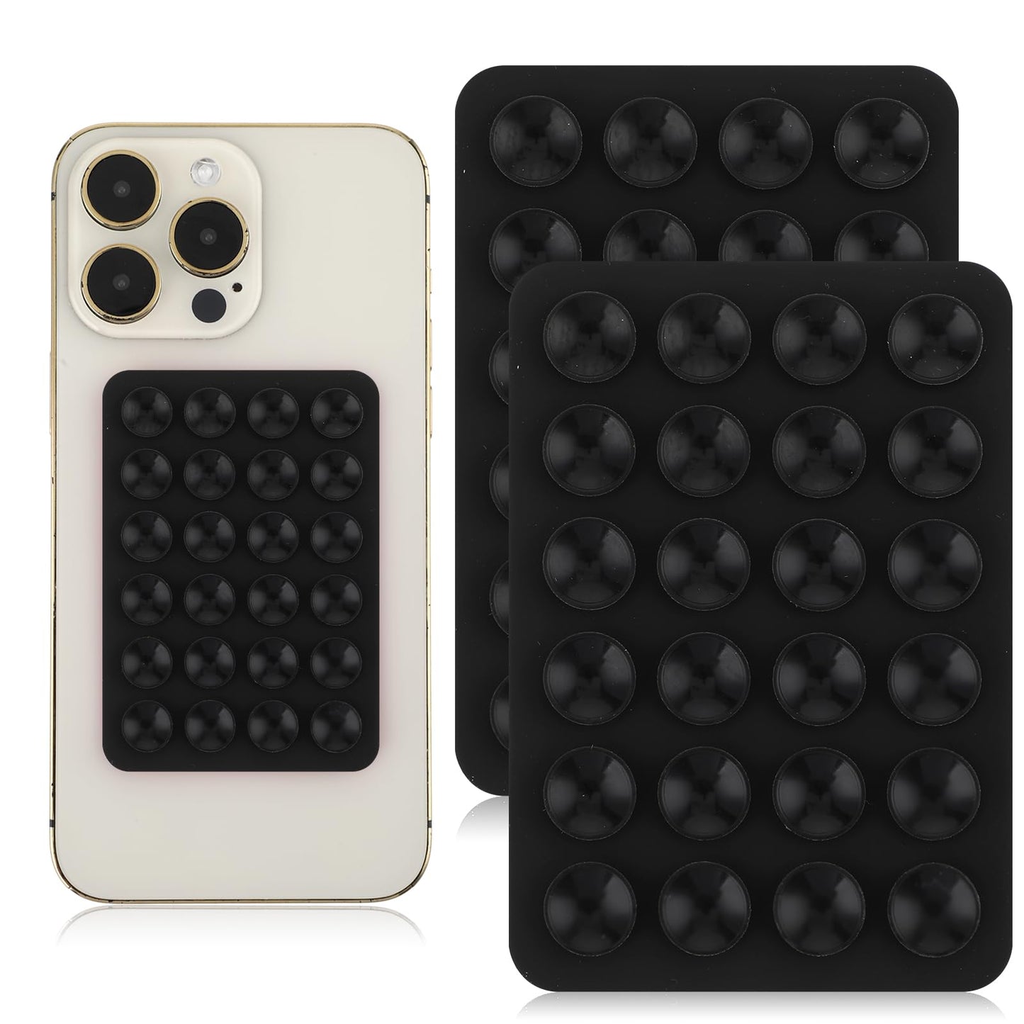 Giantree 2 Pcs Silicone Suction Phone Case Adhesive Mount, Suction Phone Case Mount Anti-Slip Hands-Free Mobile Accessory Phone Accessory Holder (Black)