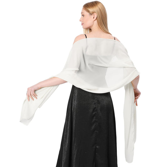 Jeffdad Shawls and Wraps for Evening Dresses, Chiffon Women Elegant Soft Silky Wraps Bridal Party Wedding Shawls(Off-white)