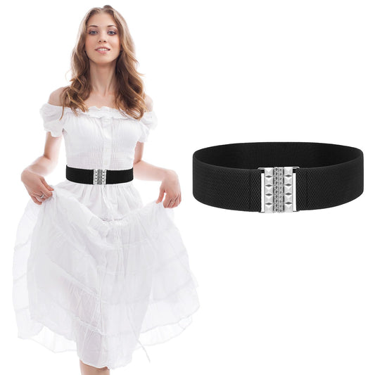 JIEYAO Wide Elastic Waist Belts for Women, Vintage Stretch Waist Belt Elastic Belt for Dresses