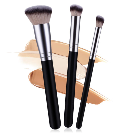 Bewudy 3 Pcs Concealer Brush Set, Angled Concealer Brushes for Under Eye, Nose Contour Brush Professional Foundation Brush Buffing Stippling, Face Base Make Up Brush Set 170/270/370