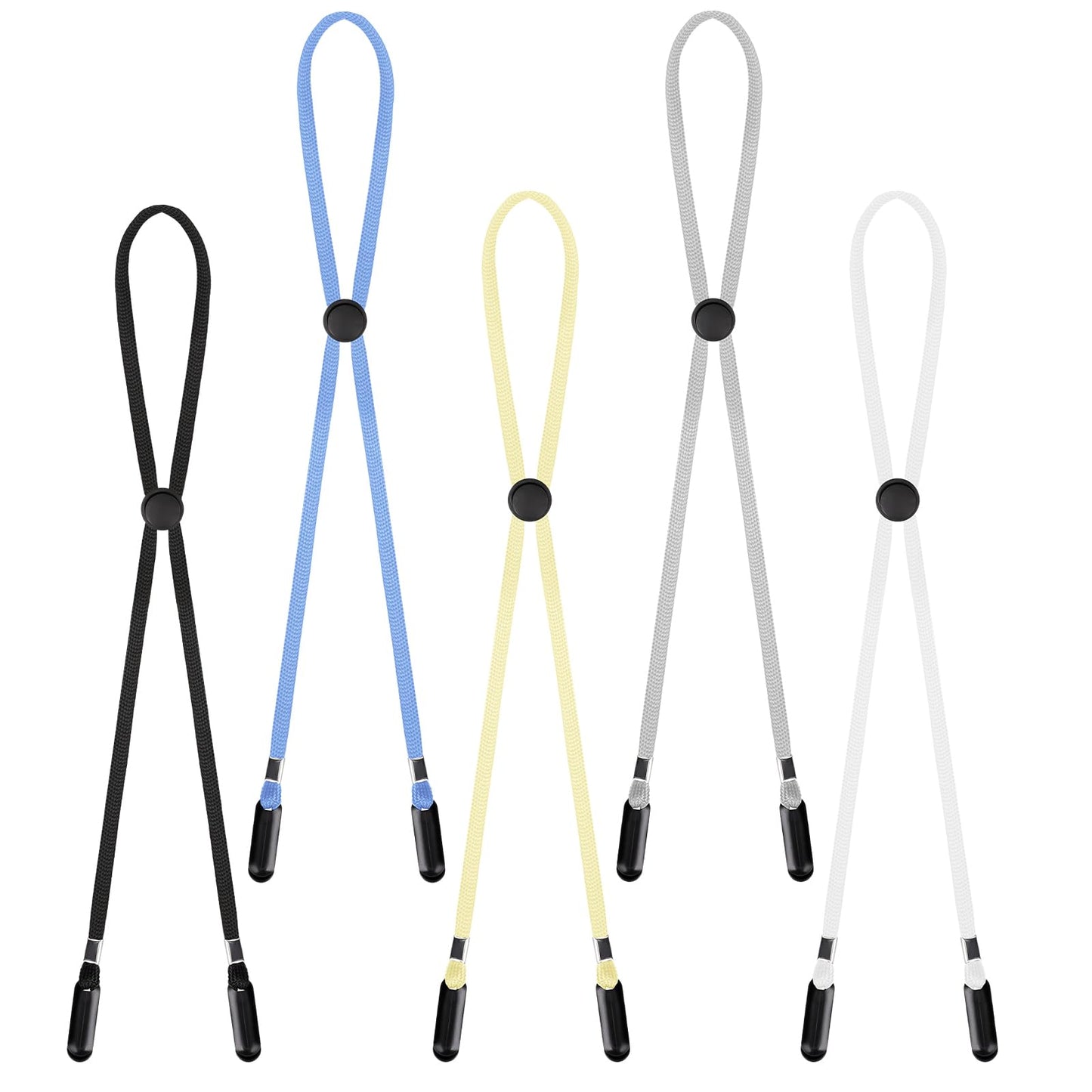 Molain 5 Pcs Adjustable Hat Strap Clips Hat Chin Cord, Elastic Hats Removable Windproof Hat Strap Clips Anti-Lost Cap Strap Clips for Golfing, Fishing, Boating
