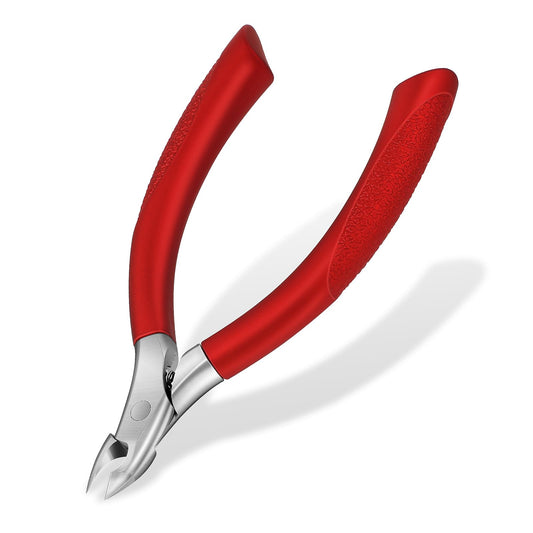 Jeffdad Cuticle Trimmer, Red, Stainless Steel, 5 mm Cuticle Nipper with Rubber-Coated Handle, Manicure Tools