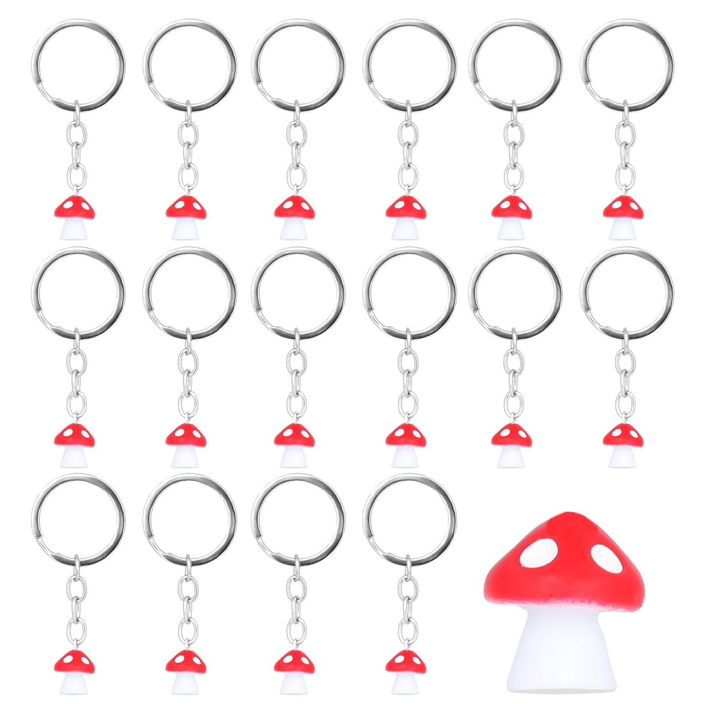 simarro 16Pcs Women's Keychain with Mushroom Pendant, Novelty Mushrooms Figurines Keyring for DIY Necklace Pendant Dust Plug Pendant Dollhouse Decoration