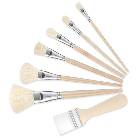 Jeffdad 7Pcs Mop Brush for Acrylic Painting, Multifunctional Goat Hair Blending Brush Acrylic Paint Brush Set for Acrylic Watercolor Oil Painting Wall Painting