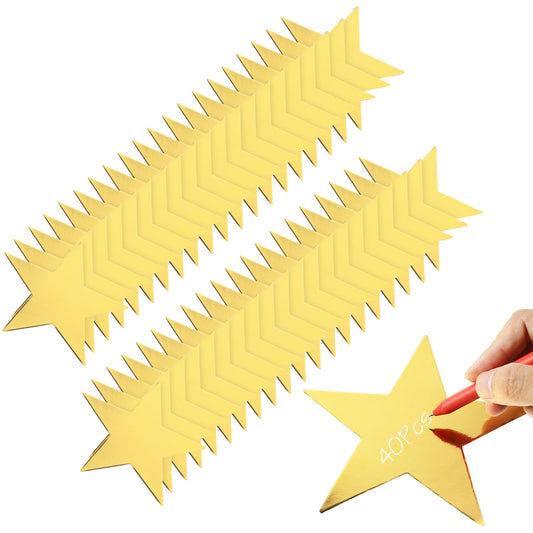 Molain 40 Pcs Large Gold Card Stars 6 Inch Gold Star Cutouts Double Printed Star Paper Glitter Star Cutouts Paper Star Confetti Cutouts for Wedding Party Christmas Classroom Bulletin Board Supplies