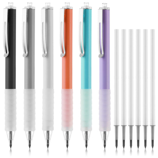 Giantree 6pcs Inkless Pencils, Everlasting Pencil with 6 Replaceable Head Infinite Pencil Inkless Pen with Eraser, Unlimited Writing Eternal Pencil No Ink For School Office Professional Use