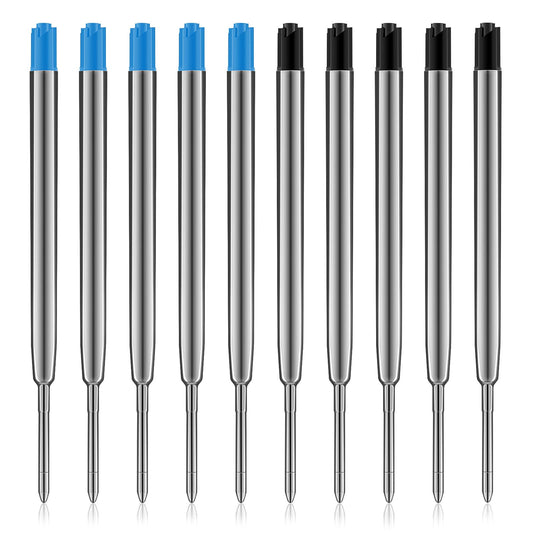 Molain Replaceable Ballpoint Pen Refills, 10 Ball Point Pen Refills, 1mm Medium Point Pen Refills, Ball Points Pen Refills, Metal Ink Pen Refills for Daily Work School Office Supplies (Blue+Black)