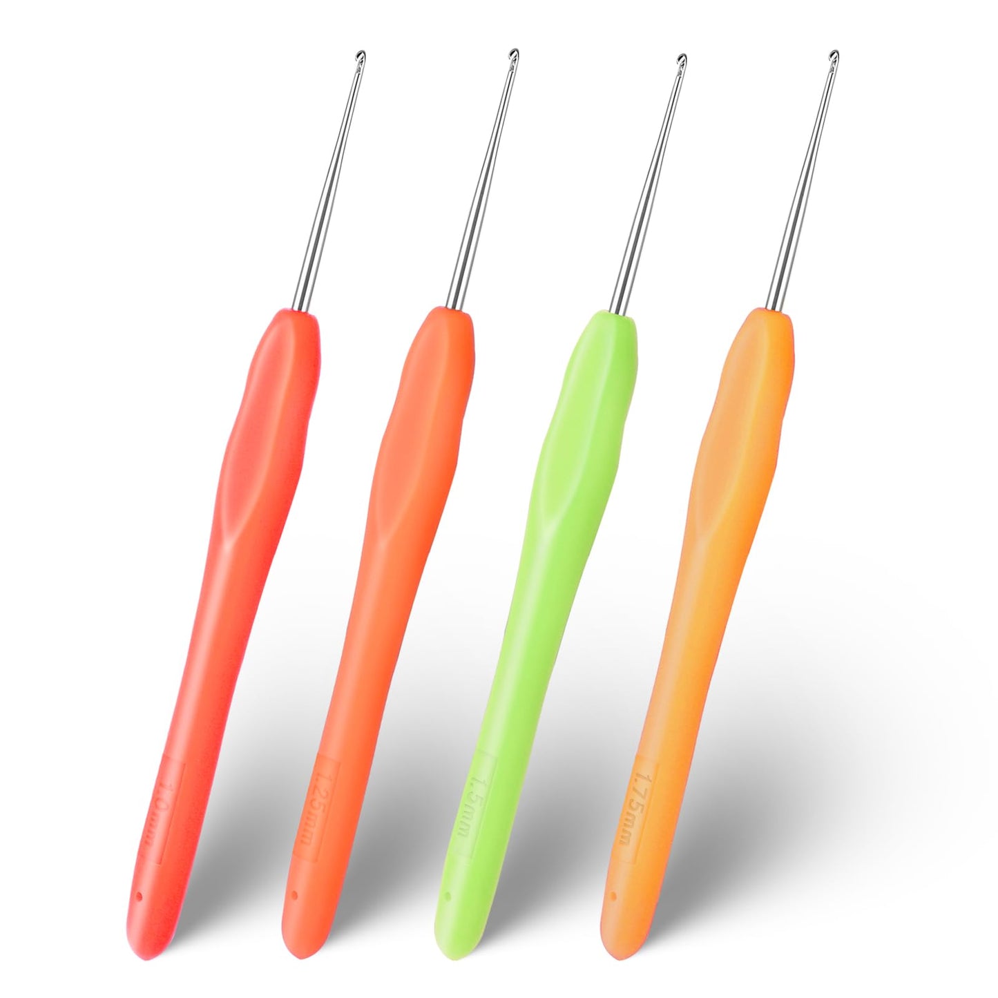 Molain 4 Pcs Crochet Hooks,1 mm 1.25 mm 1.5 mm 1.75 mm Crochet Hook Set Small Size Crochet Hook Ergonomic Handle Crochet Hook Needles Lace Crochet Hooks for Knitting Scarf Gloves Bags Hats Socks