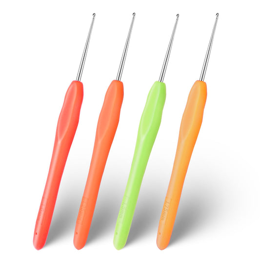 Molain 4 Pcs Crochet Hooks,1 mm 1.25 mm 1.5 mm 1.75 mm Crochet Hook Set Small Size Crochet Hook Ergonomic Handle Crochet Hook Needles Lace Crochet Hooks for Knitting Scarf Gloves Bags Hats Socks