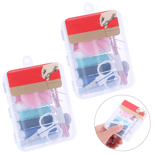 cobee 2 Pack Sewing Supplies Kit, Small Portable Sewing Set with Thread Scissor Needle Tape Measure Travel Sewing Case for Home Beginner Emergency Repair DIY