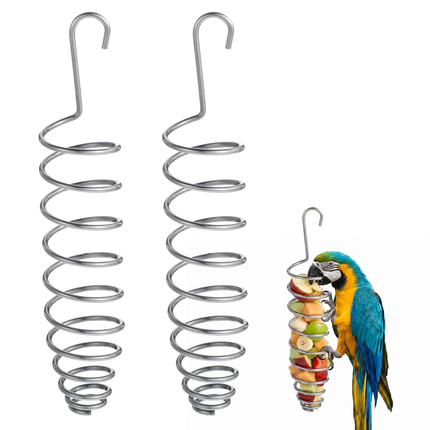 SULIKJHUI 2 Pcs Millet Holder for Bird Cage, Stainless Steel Bird Foraging