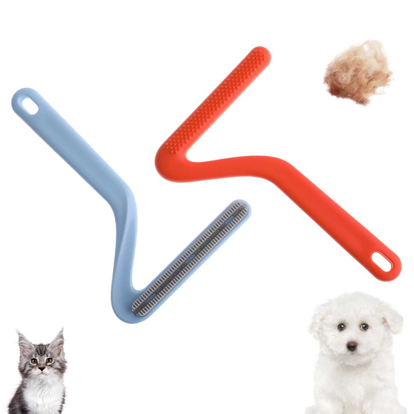 Cobee Reusable Cat Dog Hair Remover, 2 Pieces Double Sides Pet Hair Remover Portable Pet Fur Clean Tool Lint Remover for Clothes Carpet Couch Fabric Furniture