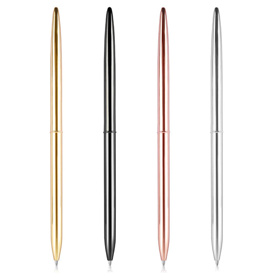 Molain Metal Ballpoint Gold Pen, 4 Pieces Retractable Slim Ballpoint Pens Metallic Ballpoint Pens, Home School Office Supplies Gift for Business Office Students Teachers