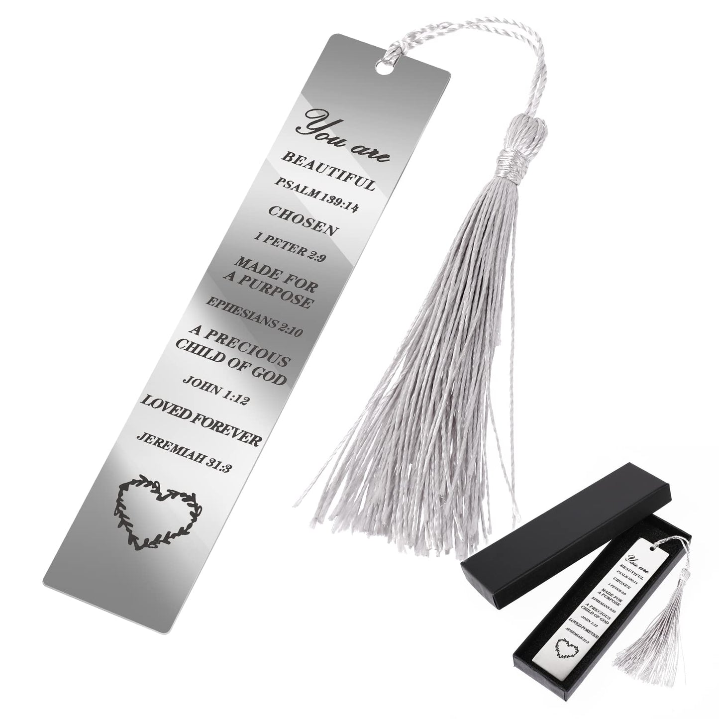 TIESOME Stainless Steel Bookmark, Inspirational Bible Verse, Double-Sided Metal Bookmark, Ruler, Meaningful Gift for Book Lovers, Christians, Churchgoers
