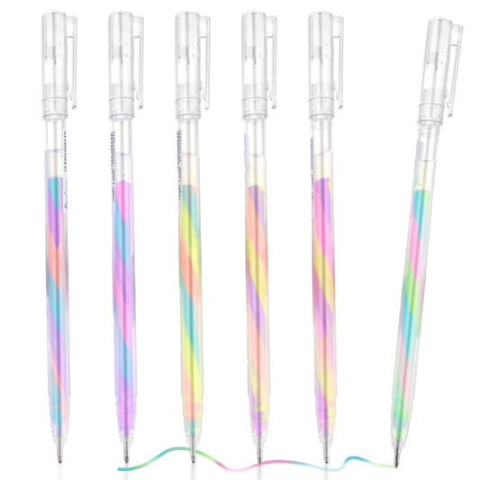 Amaxiu 6 Pack Rainbow Glitter Gel Pens, Mixing of 3 Colors Pens Neon Gel Pen Doodling Markers Colored Pen for Kids Adults Coloring Book Drawing Doodles Crafts Scrapbook Journaling(Pastel)