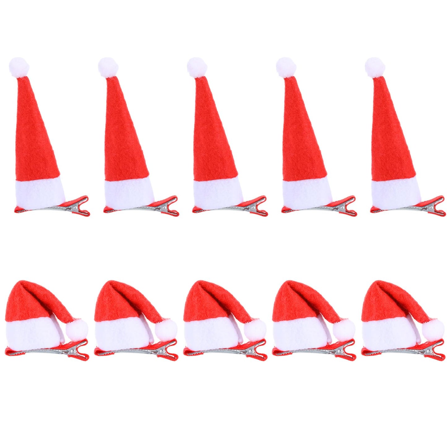 Yuanchu 10Pcs Christmas Hair Clips, Santa Hat Hair Clips Christmas Hat Barrettes Xmas Red Santa Hat Clips for Women Christmas Party Decoration