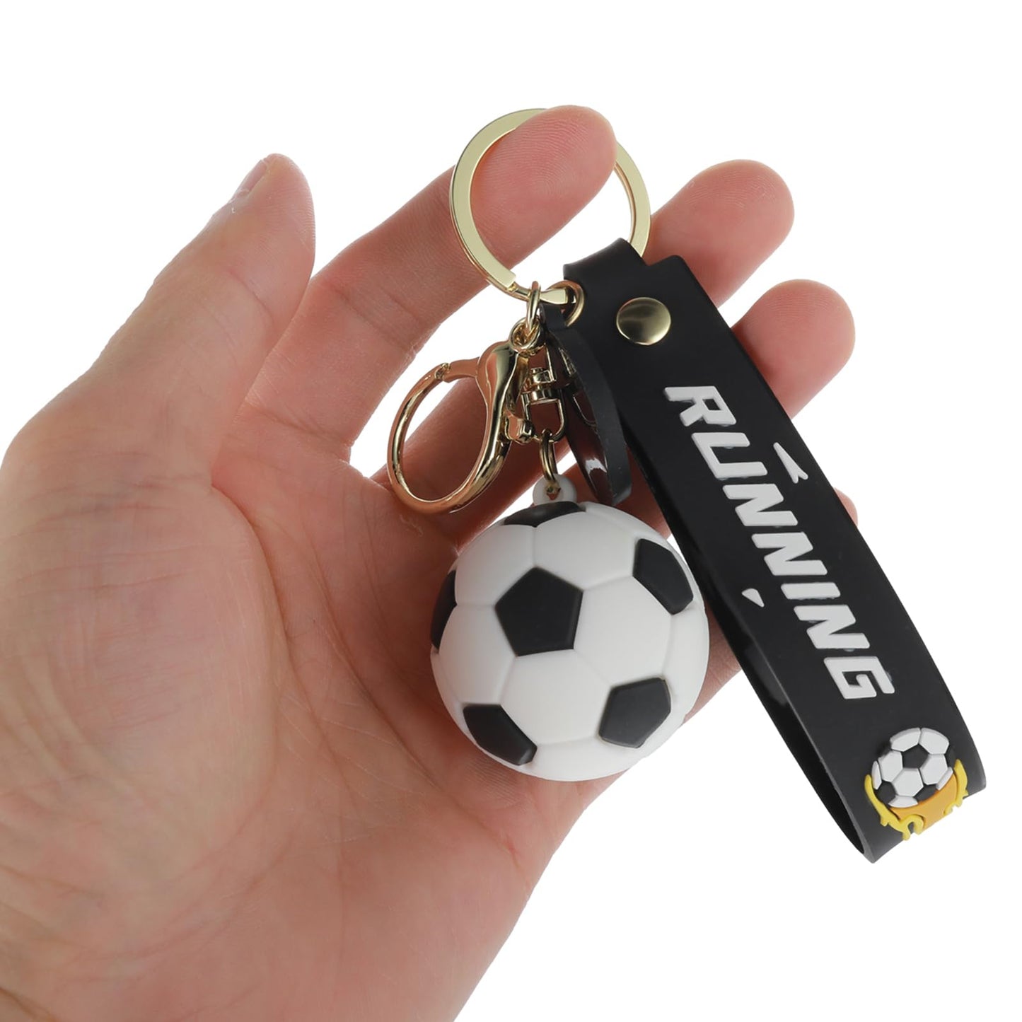 cobee Soccer Keychain Gift, Novelty Key Chain Soccer for Boys Sports Fan Silicone Key Rings Inspirational Football Gift Keyring for Kids Party Favors Reward Gift(Black)