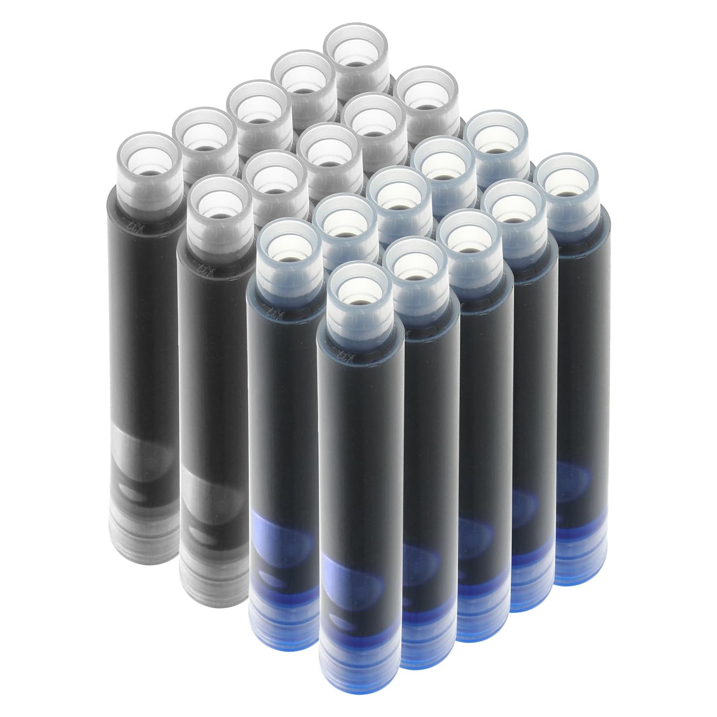 Andibro 2.6mm Bore Diameter Fountain Pen Ink Cartridges, Refillable Black Blue Business Fountain Pen Refills 20 PCS Disposable Ink Pen Refills