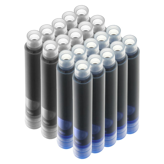 Andibro 2.6mm Bore Diameter Fountain Pen Ink Cartridges, Refillable Black Blue Business Fountain Pen Refills 20 PCS Disposable Ink Pen Refills