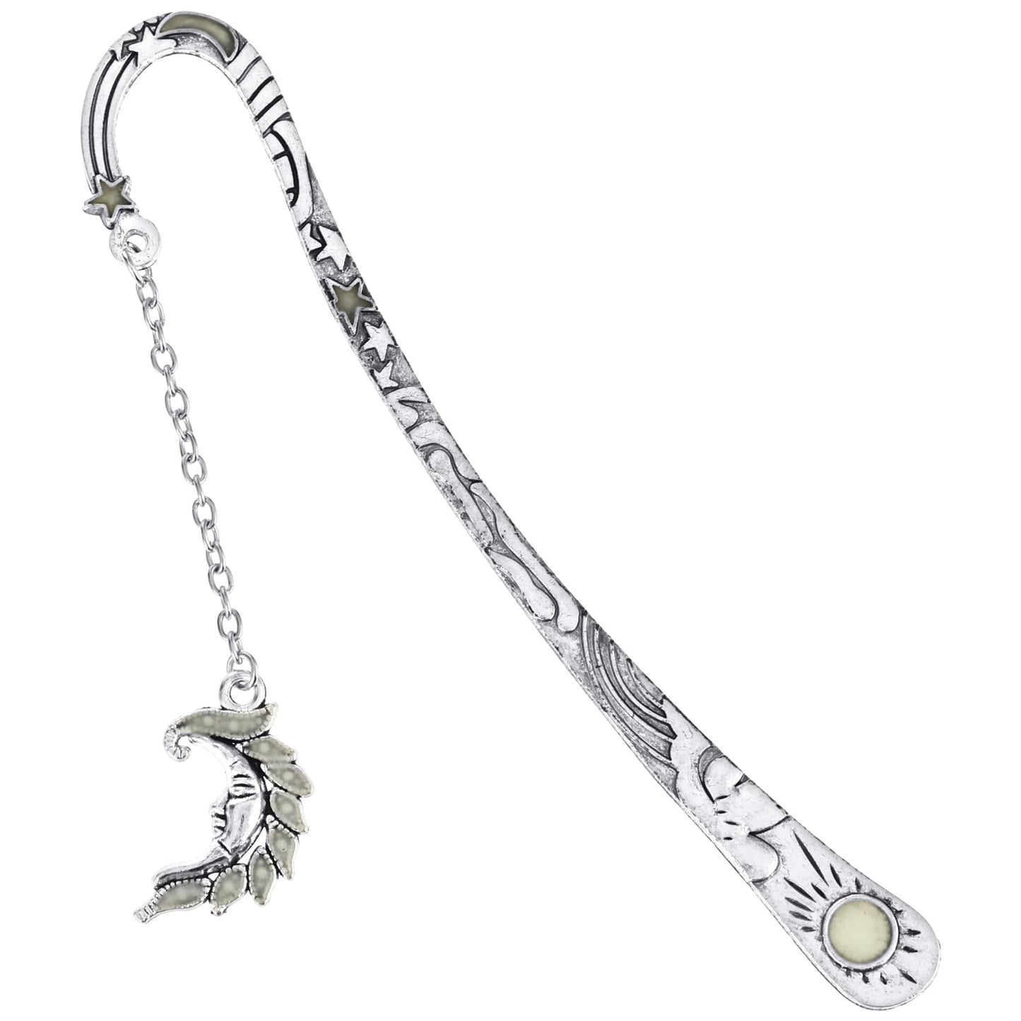 Jeffdad Moon and Stars Bookmark Luminous, Glow in The Dark Butterfly Bookmark, Fantasy Luminous Bookmark Gifts for Women Girls, Cool Bookmarks for Book Reading Lovers(Silver Moon)